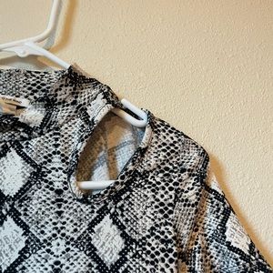 Snake skin mock neck crop top